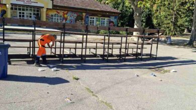 Radnik JKP „Mediana" čisti javnu površinu u Nišu